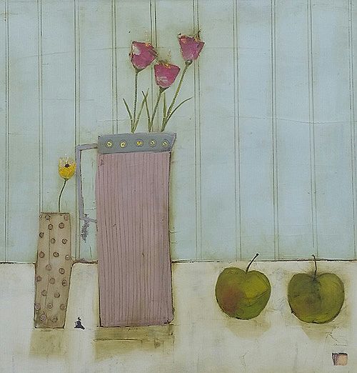 Eithne  Roberts - Pink Jug Two Apples
